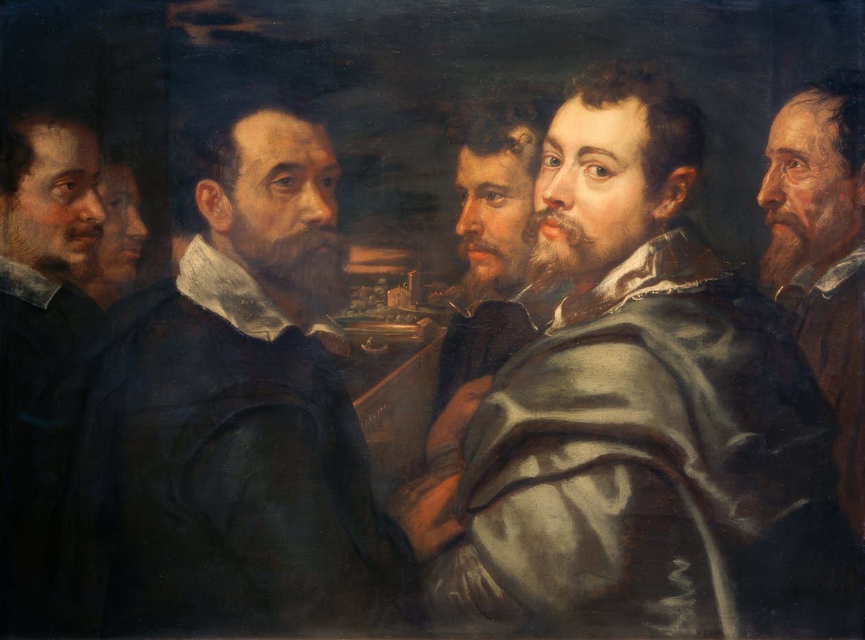Selvportrett blant Mantuan-vennene av Peter Paul Rubens