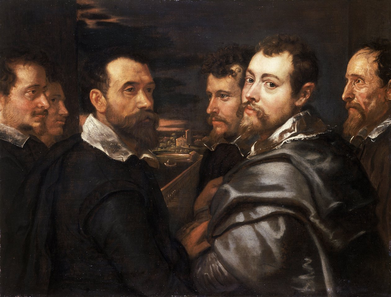 Self-Portrait in a Circle of Friends from Mantua av Rubens, Pieter Paul (1577-1640), ca 1604 - Olje på lerret, 77,5x161 - Wallraf-Richartz-Museum, Köln av Peter Paul Rubens
