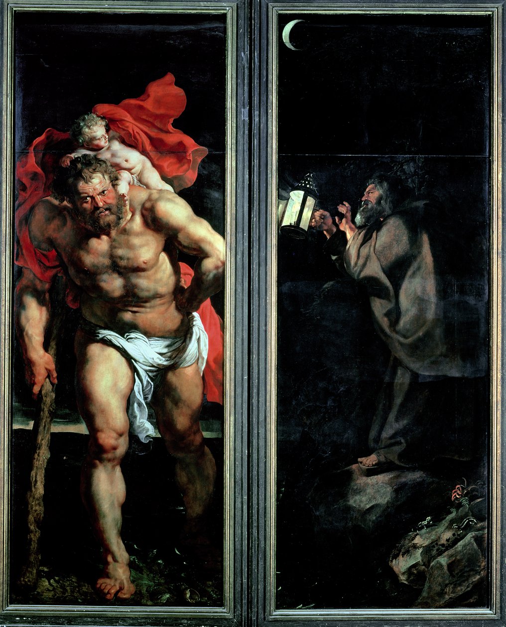 St. Christopher og eremitten, utvendige skodder av Triptych Descent from the Cross, 1611-14 av Peter Paul Rubens