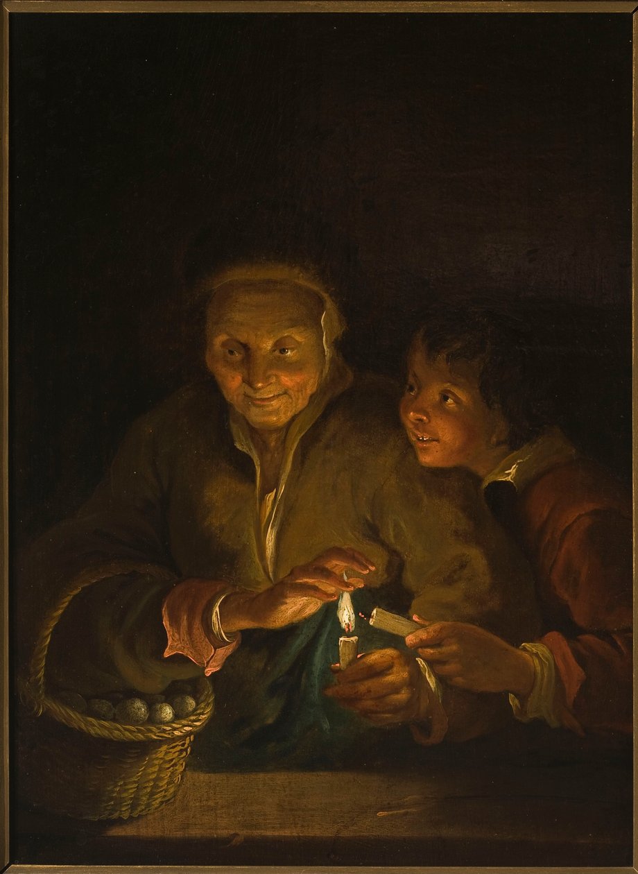 Gammel kvinne og gutt med et lys av Peter Paul Rubens