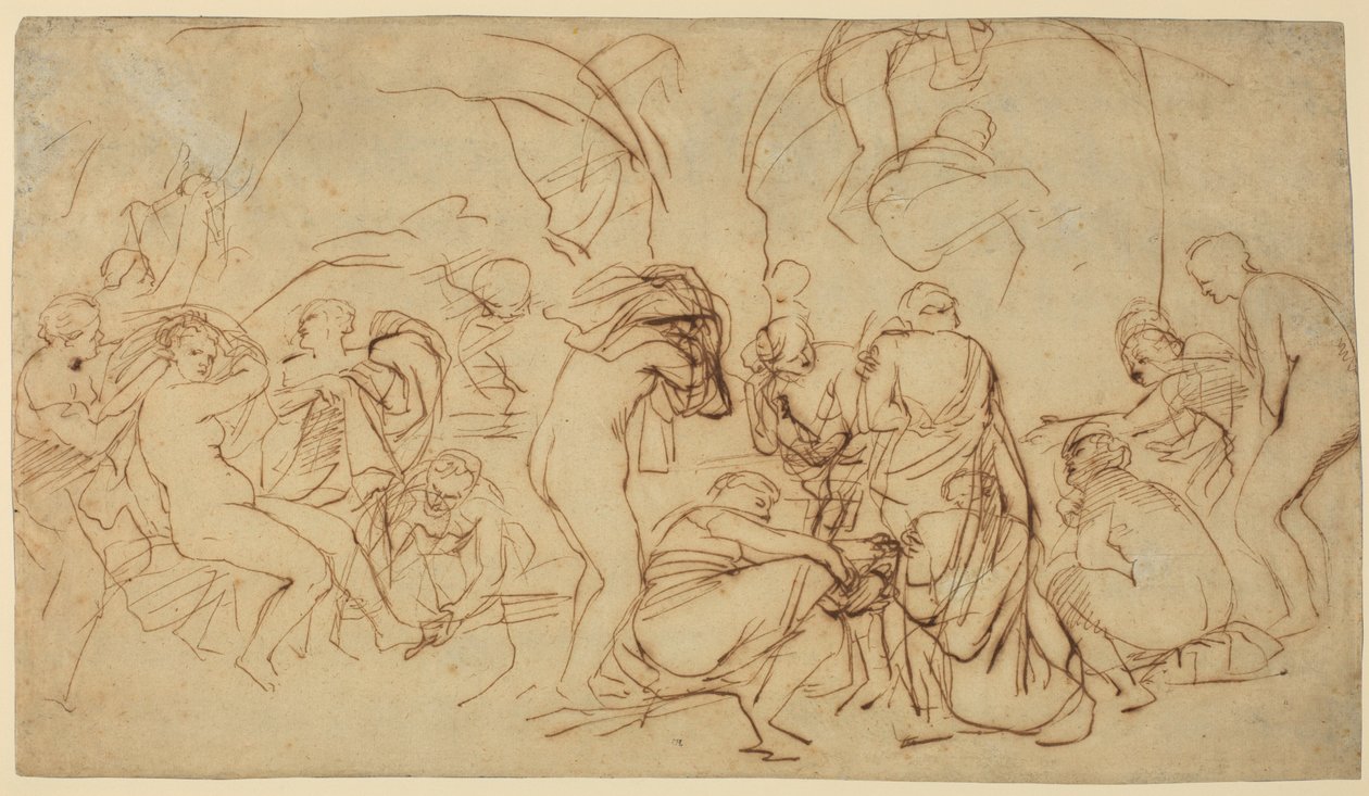 Studie for «Dianas bad» (recto) av Peter Paul Rubens