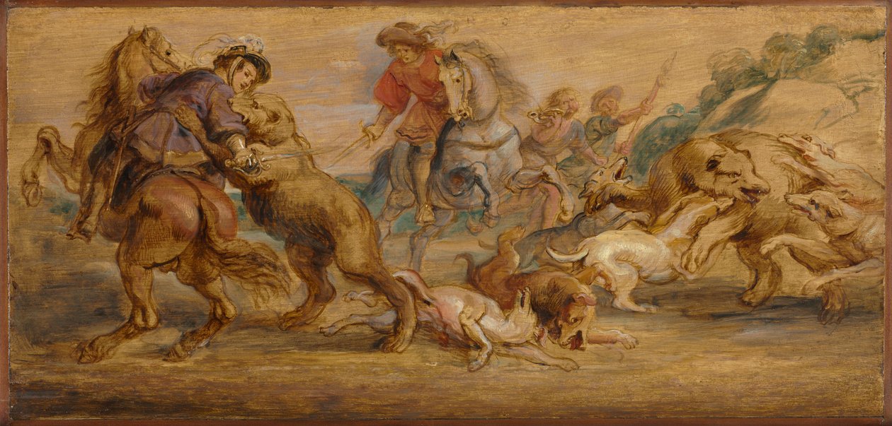 Studie for "The Bear Hunt" (for Alcázar, Madrid) av Peter Paul Rubens