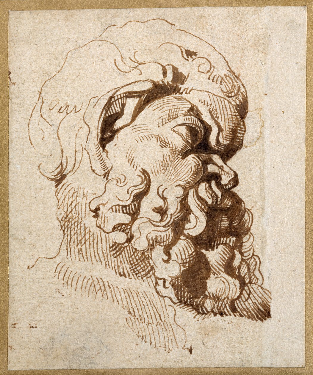 Studie av et antikt hode av Silenus (penn og blekk på papir) av Peter Paul Rubens