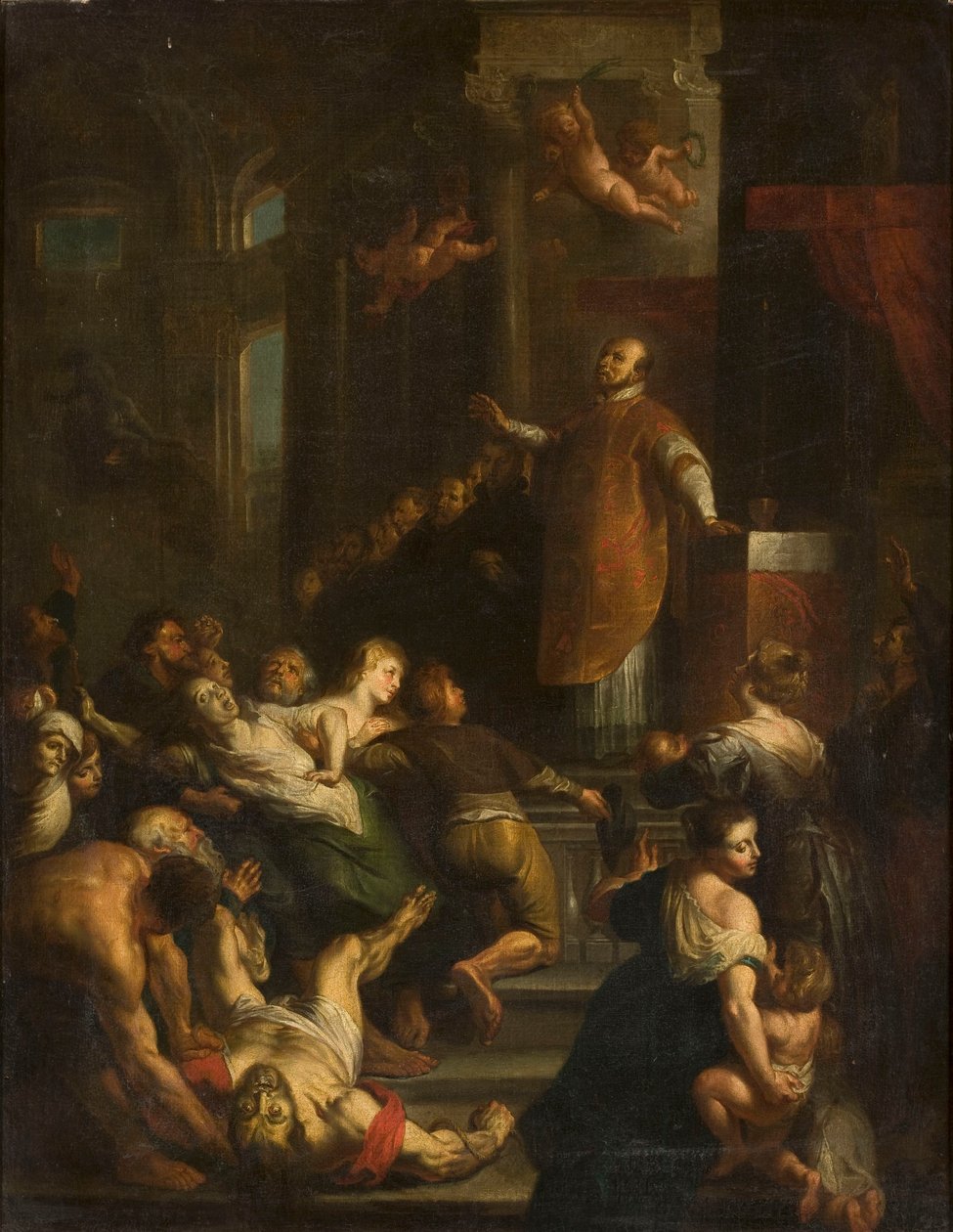 Den hellige Ignatius av Loyola driver onde ånder ut av en besatt mann av Peter Paul Rubens