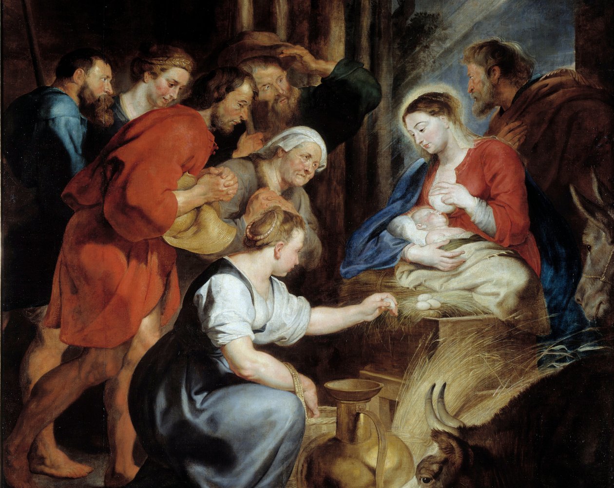 Tilbedelsen av hyrdene detalj. Maleri av Pierre Paul (Pierre-Paul) Rubens (eller Peter Paul eller Petrus Paulus) (1577-1640) 1600-tallet søn. 3,4x2,48 m Rouen, Musee des Beaux Arts av Peter Paul Rubens