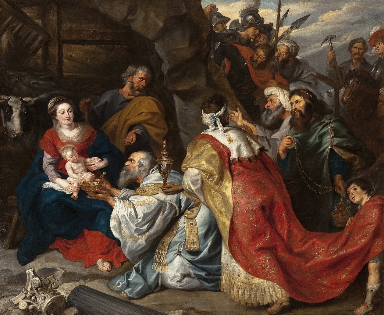 The Adoration of the Magi - Pieter Paul Rubens (1577-1640). Olje på lerret, ca. 1620. Dimensjon : 235x277,5 cm. State Eremitage, St. Petersburg av Peter Paul Rubens