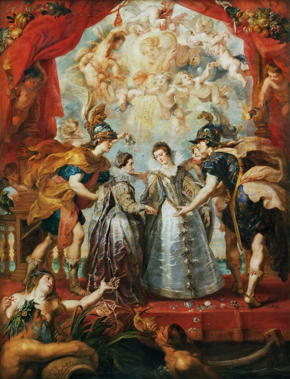 Prinsessenes utveksling ved den spanske grensen. Marie de Medici-syklusen av Peter Paul Rubens