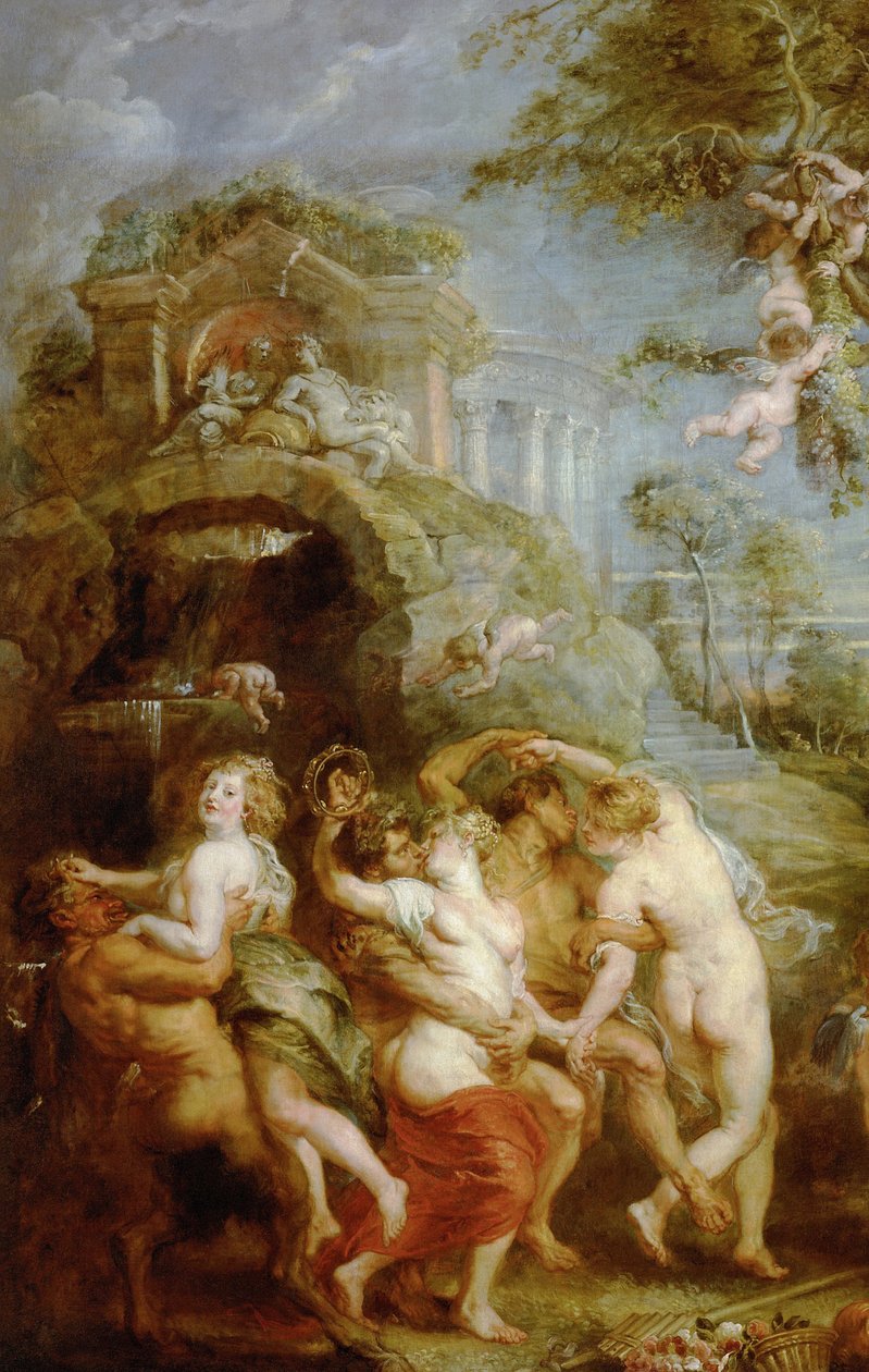 Venus Verticordias fest (Detalj av maleri: bakkanalsk scene med nymfer og satyrer) av Peter Paul Rubens