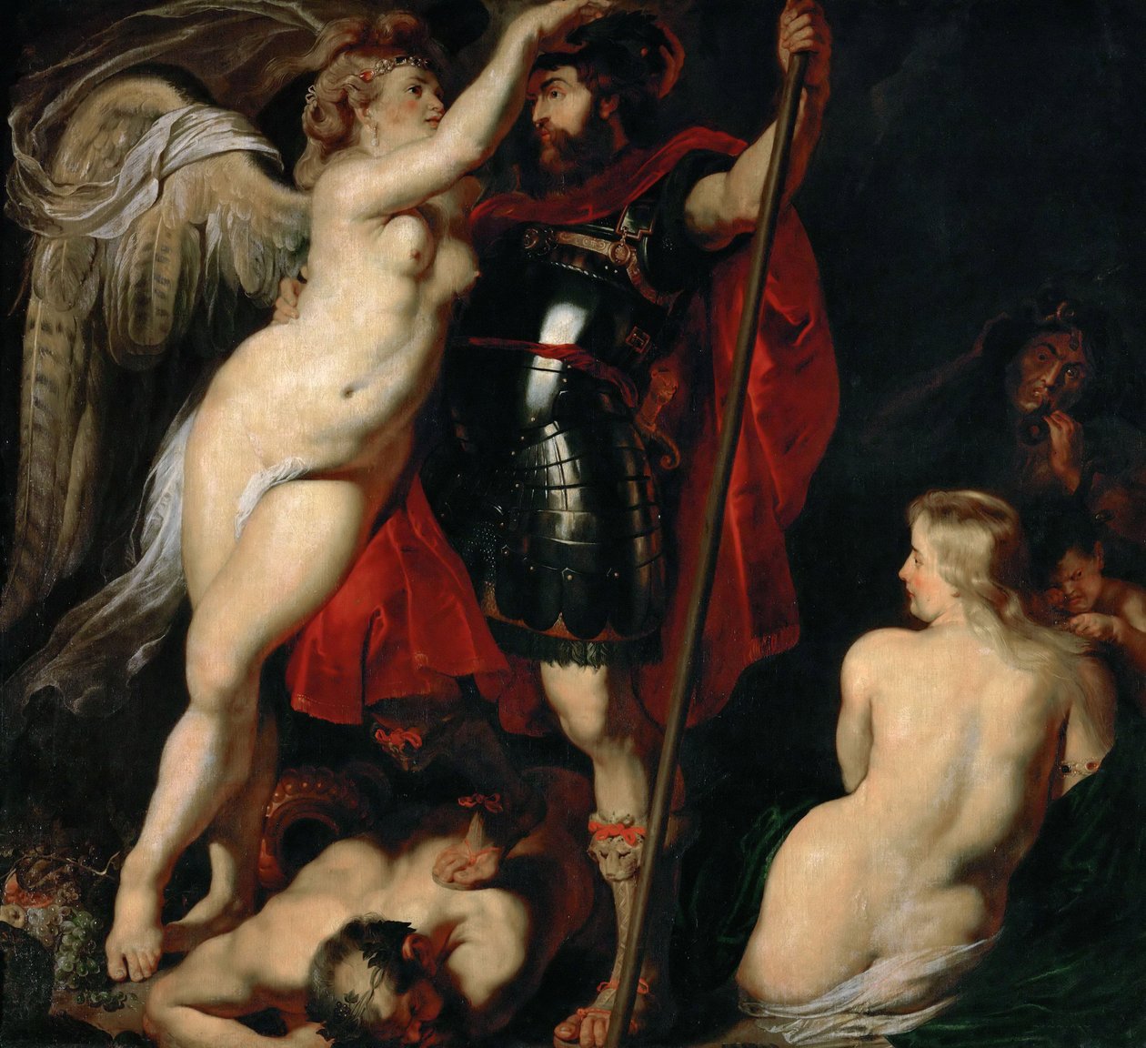The Hero of Virtue Mars, er garlandert av Seiersgudinnen, ca 1616. av Peter Paul Rubens