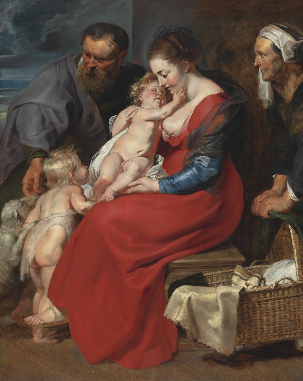 Den hellige familie med de hellige Elizabeth og døperen Johannes, ca. 1615 av Peter Paul Rubens