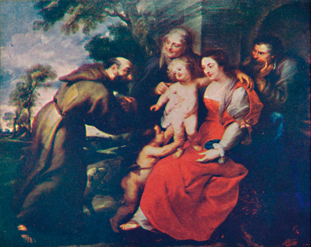 Den hellige familie med de hellige Frans og Anne og spedbarnet døperen Johannes, c1630. c1935 av Peter Paul Rubens