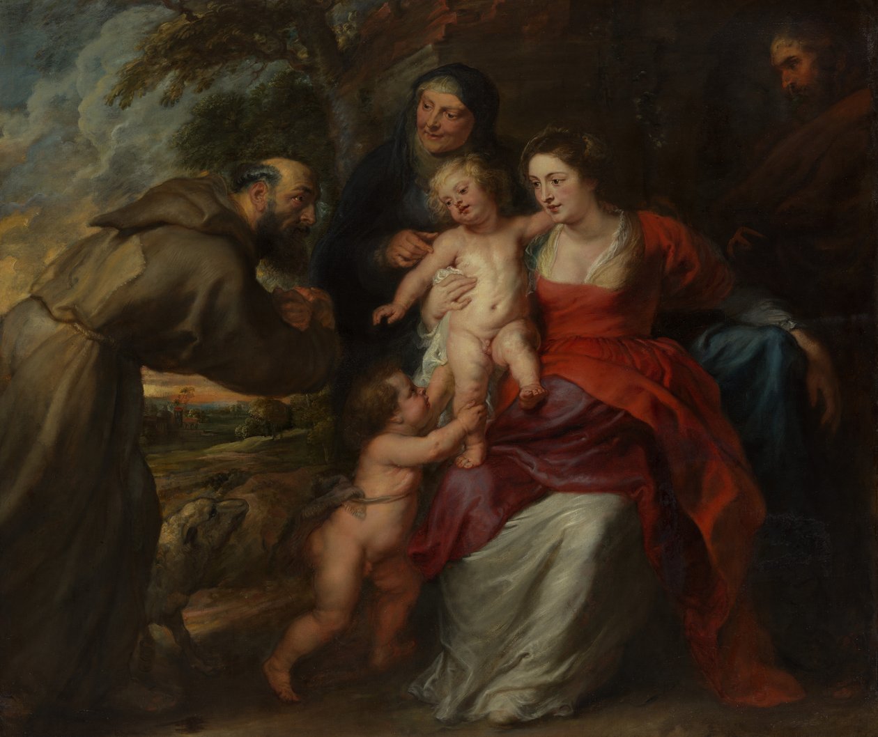 Den hellige familie med de hellige Frans og Anne og spedbarnet døperen Johannes, 1630-årene. av Peter Paul Rubens