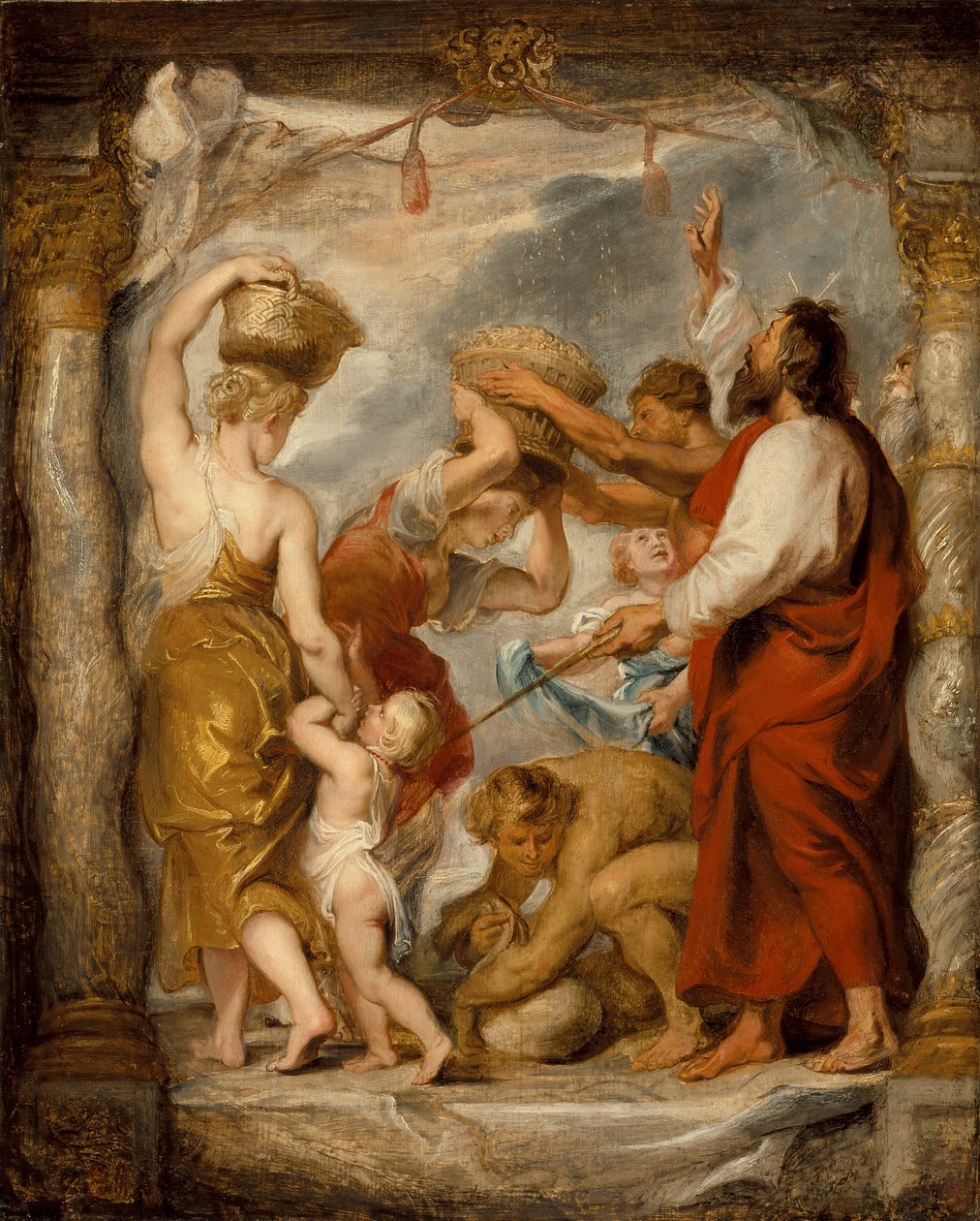 Israelittene samler manna i ørkenen av Peter Paul Rubens