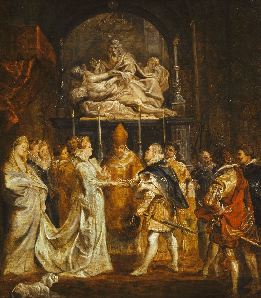 Ekteskapet ved fullmakt til prinsesse Maria de" Medici og kong Henry IV av Frankrike i Duomo, Firenze, 5. oktober 1600, av Peter Paul Rubens
