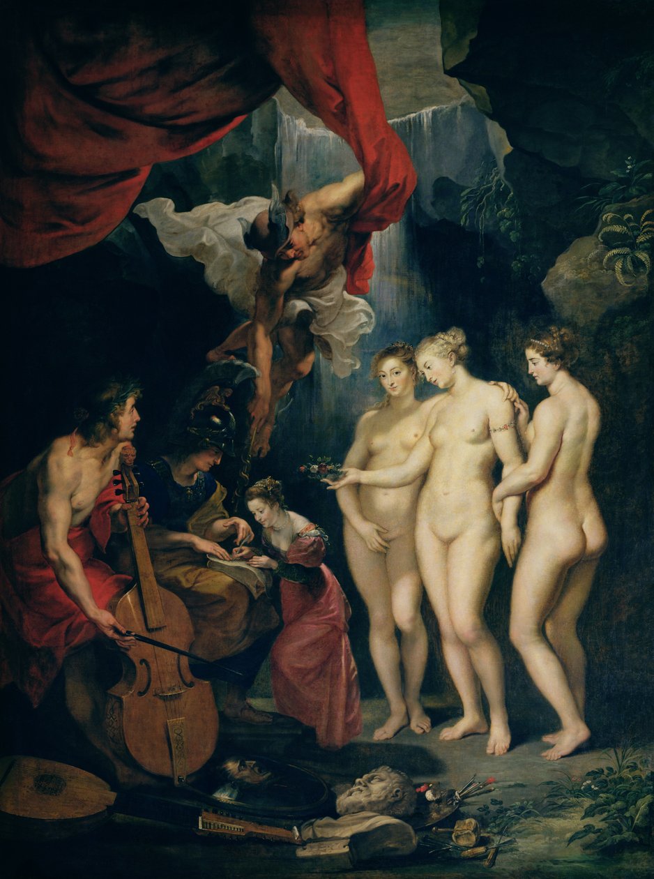 The Medici Cycle: Education of Marie de Medici (1573-1642) 1621-25 (olje på lerret) av Peter Paul Rubens