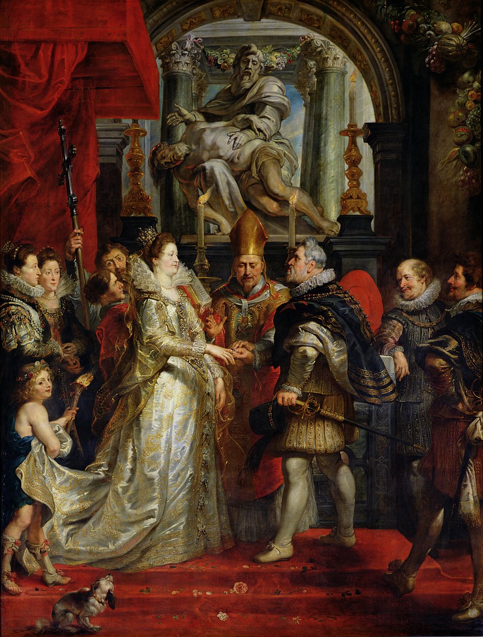 Proxy-ekteskapet til Marie de Medici (1573-1642) og Henri IV (1573-1642) 5. oktober 1600, 1621-25 av Peter Paul Rubens