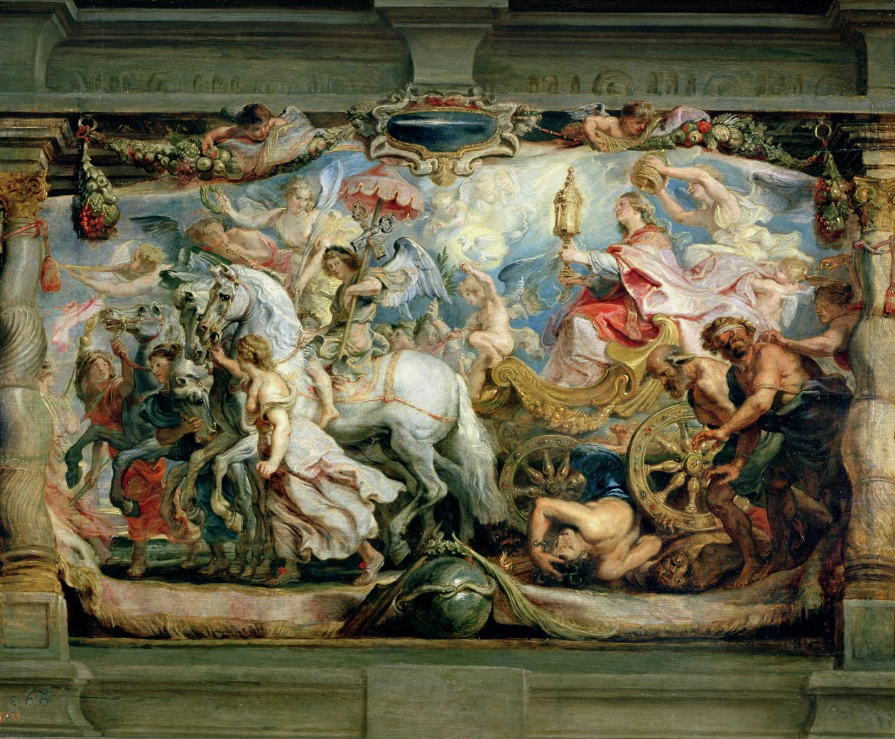 Kirkens triumf over raseri, hat og splid, før 1628 av Peter Paul Rubens