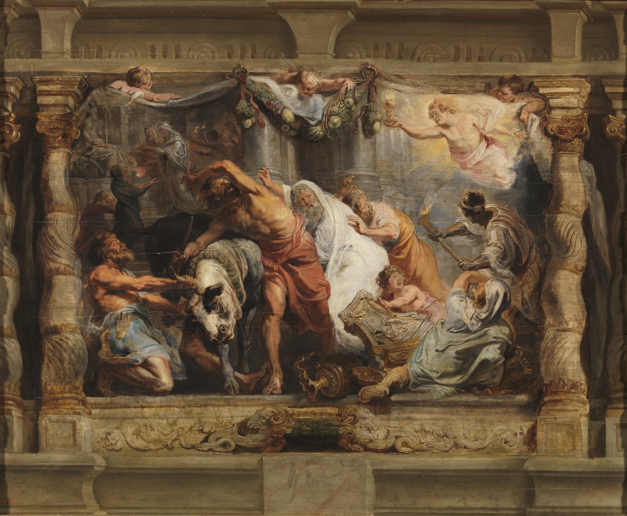 Eukaristiens triumf over avgudsdyrkelse, ca. 1625 (olje på tre) av Peter Paul Rubens