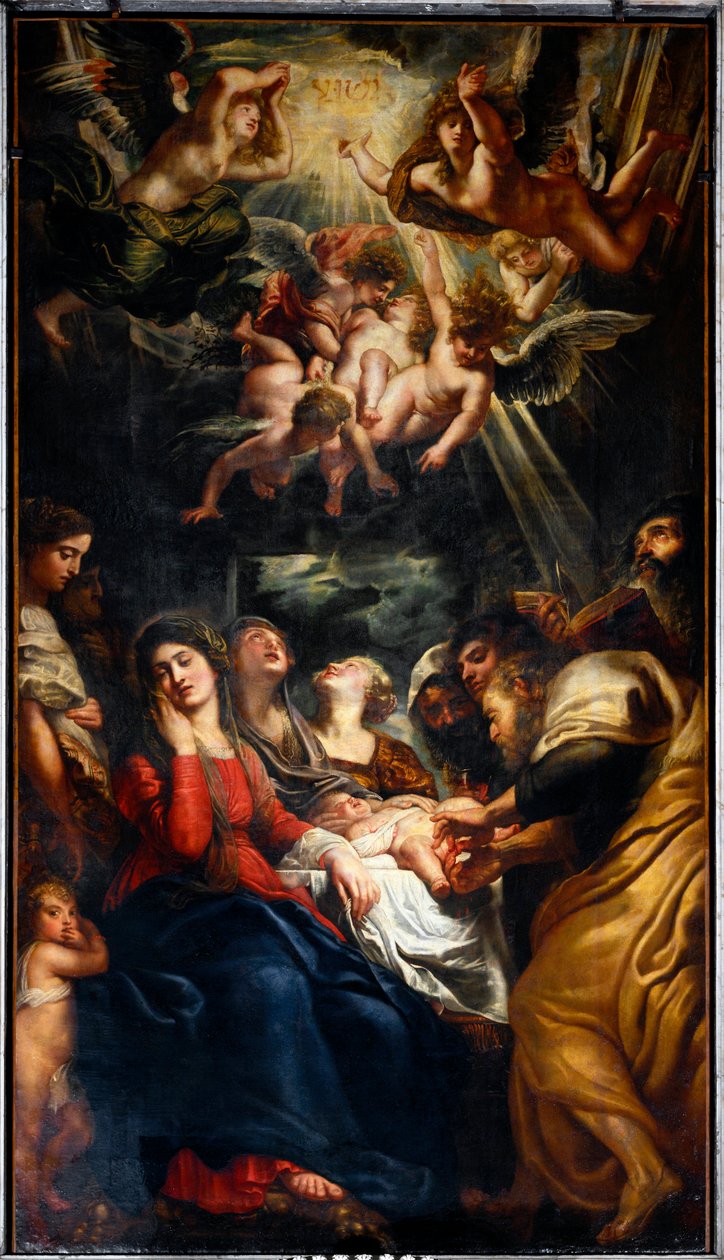 Omskjæringen Maleri av Peter Paul (Pierre-Paul) Rubens (eller Peter Paul eller Petrus Paulus) (1577-1640) Genes fra 1600-tallet, kirken til de hellige Andrea og Ambrogio (o del Gesu) av Peter Paul Rubens