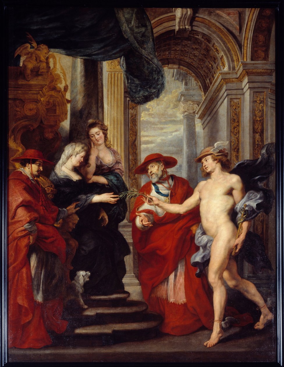 Handelen i Angouleme 30. april 1619 eller forsoningen av Marie de Medicis (1573-1642) med sønnen Ludvig XIII. Dronningen var i eksil i Blois under "Mor og Sønns krig"" der hun provoserte en omveltning mot kongen hennes sønn. Cardin av Peter Paul Rubens