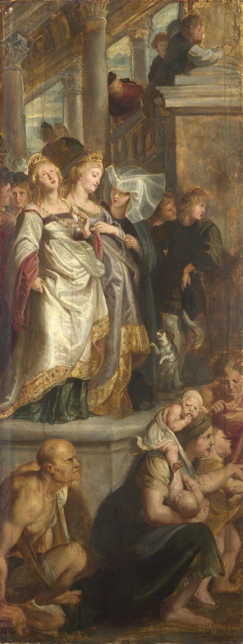 Tre kvinnelige vitner. Skisse for Høyaltertavle, St Bavo, Gent, 1612 av Peter Paul Rubens