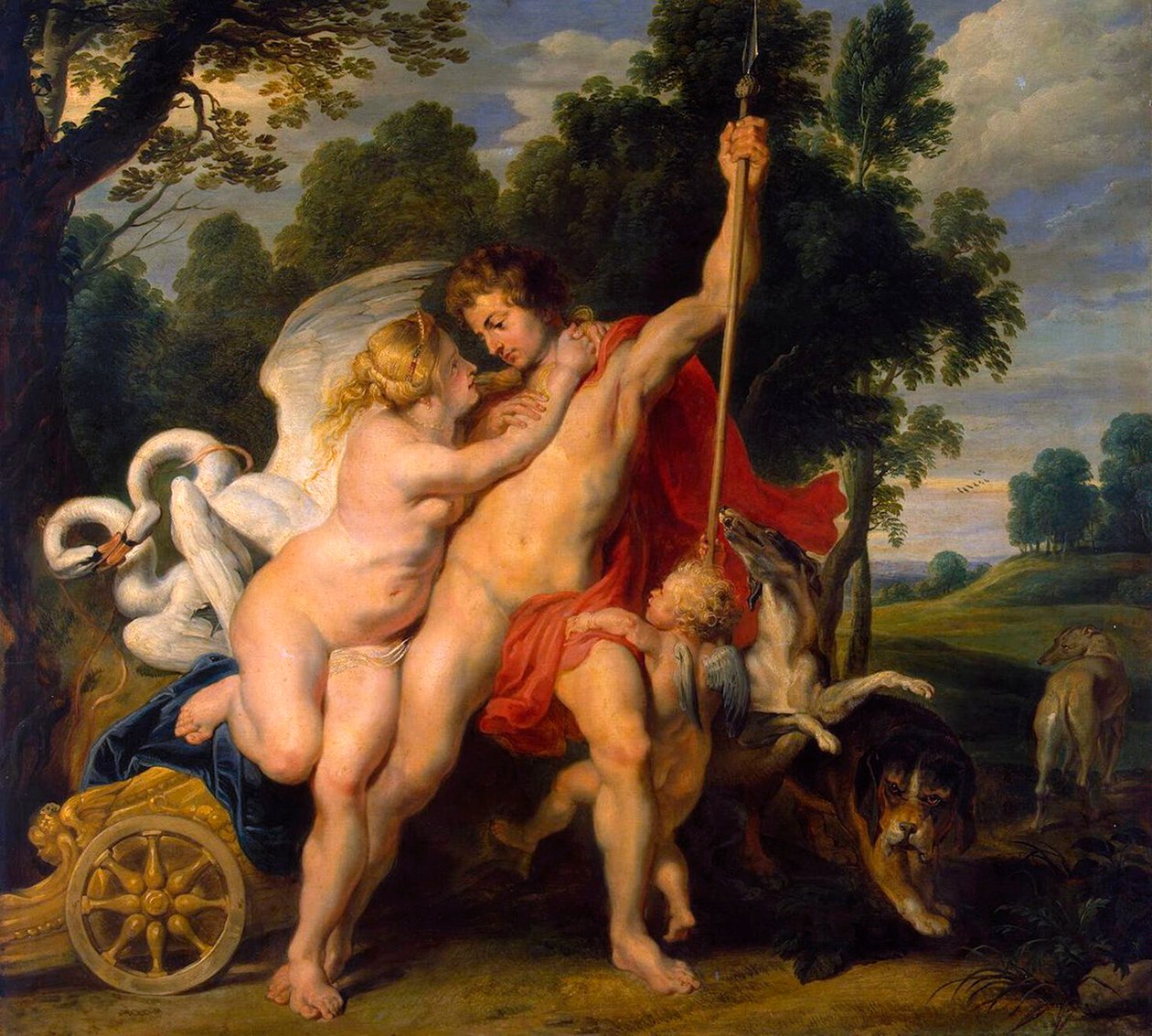 Venus og Adonis, c1614 av Peter Paul Rubens