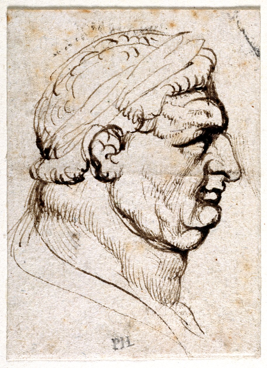 Vitellius, fra ti tegninger av åtte av de første tolv Cæsarene, etter Giovanni da Cavinos medaljer (penn og blekk på papir) av Peter Paul Rubens
