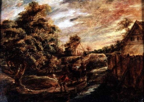 Skoglandskap ved solnedgang av Peter Paul Rubens