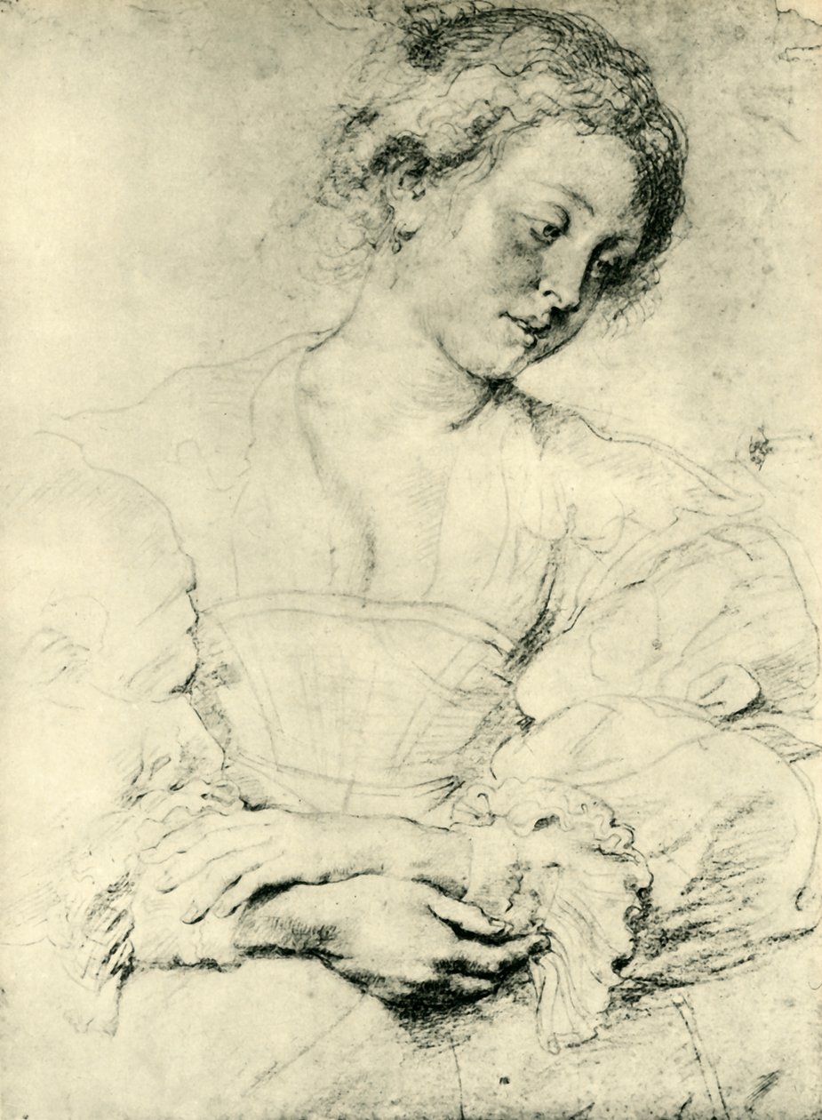 Ung kvinne med foldede hender, 1629-1630, 1943. av Peter Paul Rubens