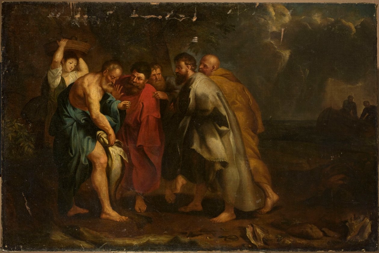 Apostlenes funn av mynten inne i fisken av Peter Paul Rubens