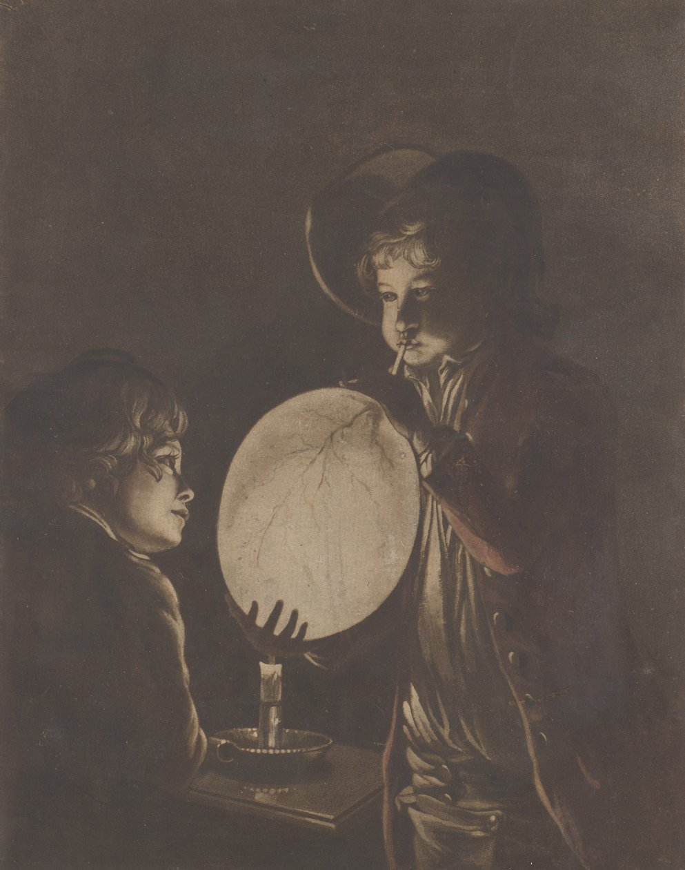 Two Boys Blowing a Bladder by Candle-light, 1773., 1773. av Peter Perez Burdett