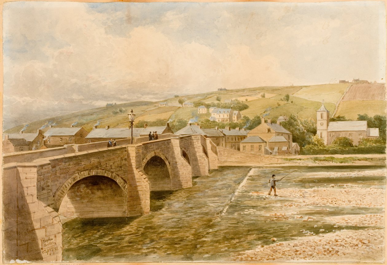 Haydon Bridge (kroppsfarge, blyant og akvarell på papir) av Peter Petersen Toft