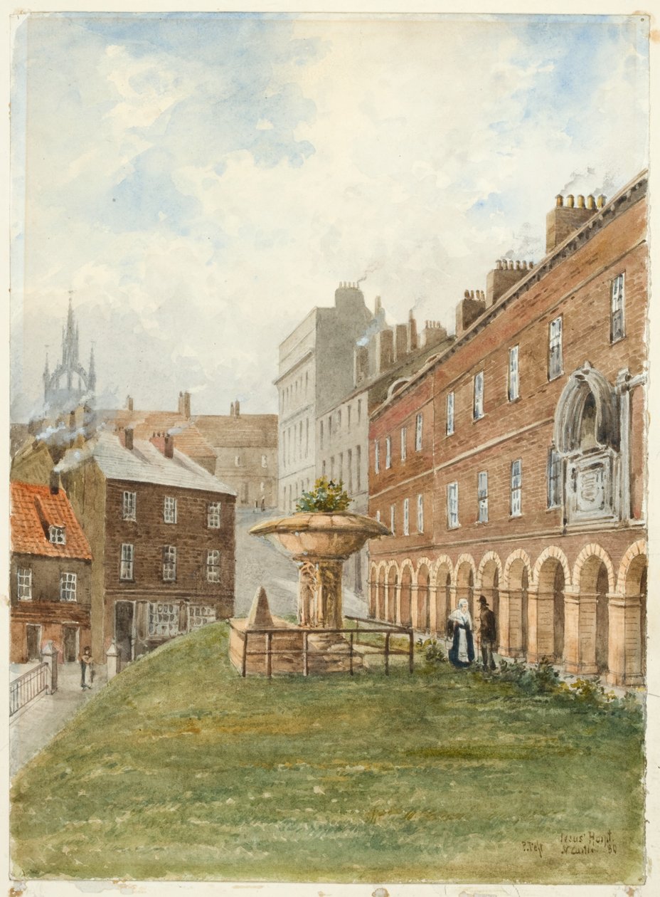 Holy Jesus Hospital, Newcastle upon Tyne (kroppsfarge, blyant og akvarell på papir) av Peter Petersen Toft