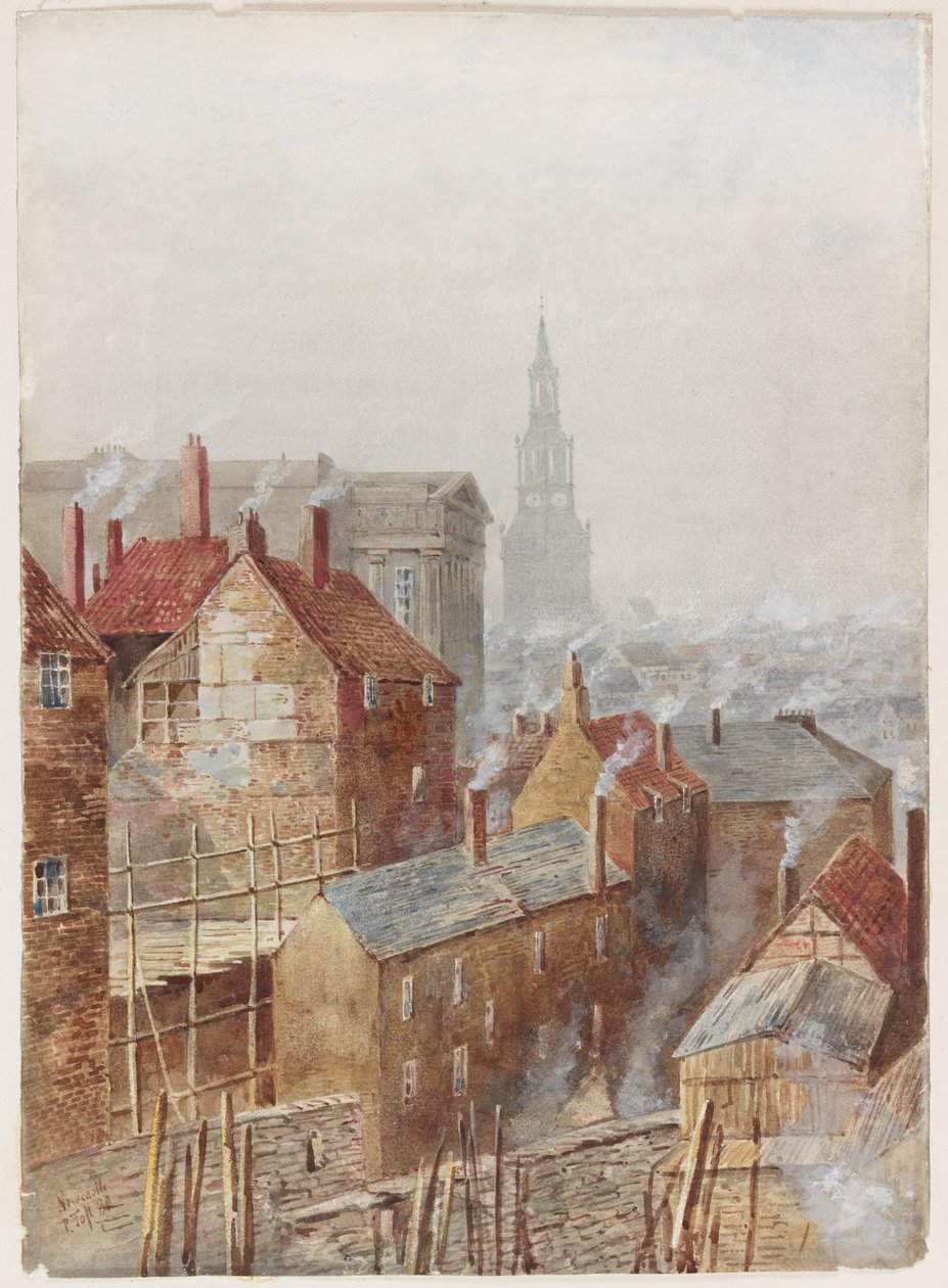 Newcastle upon Tyne fra High Level Bridge (akvarell på papir) av Peter Petersen Toft