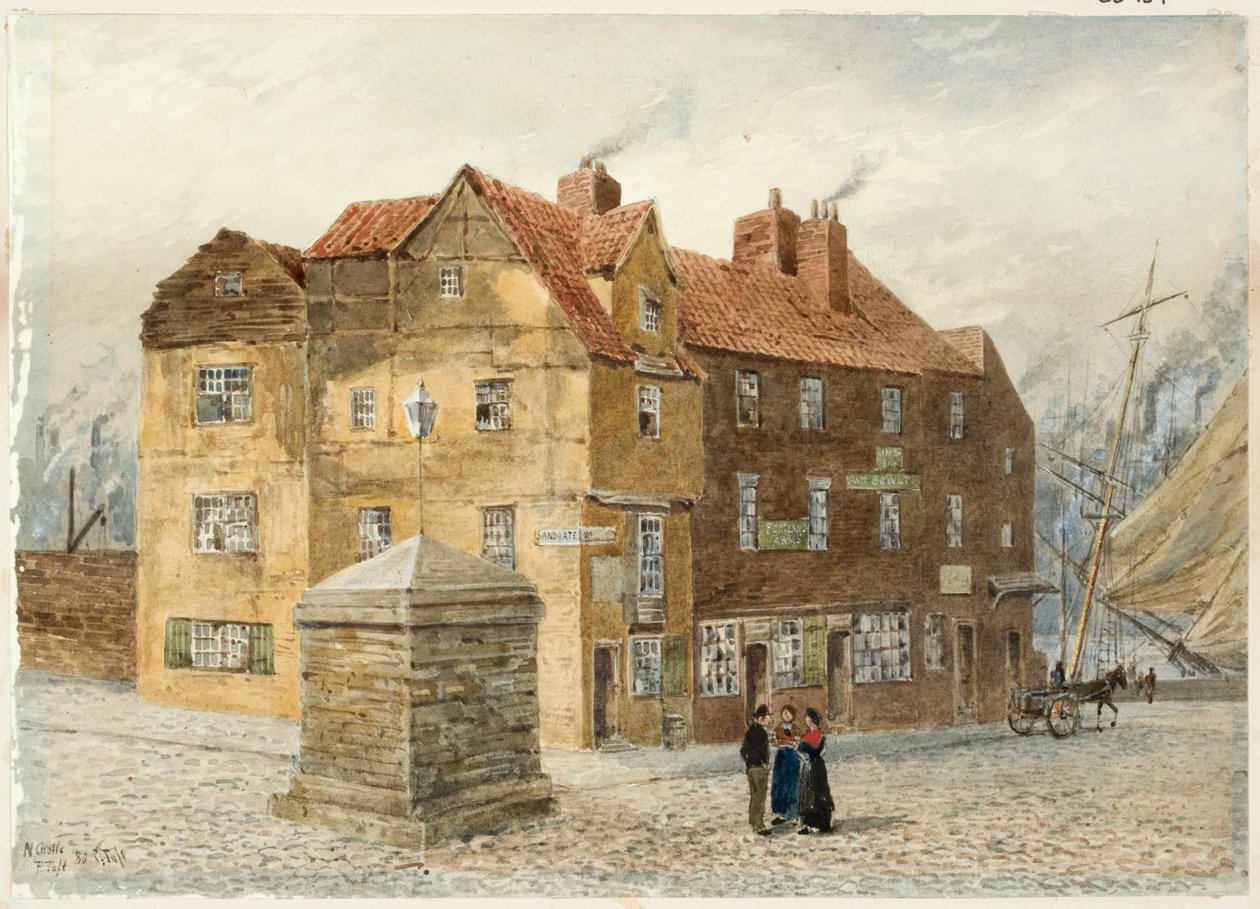 Sandgate (Portland Arms Inn) (blyant og akvarell på papir på kort) av Peter Petersen Toft