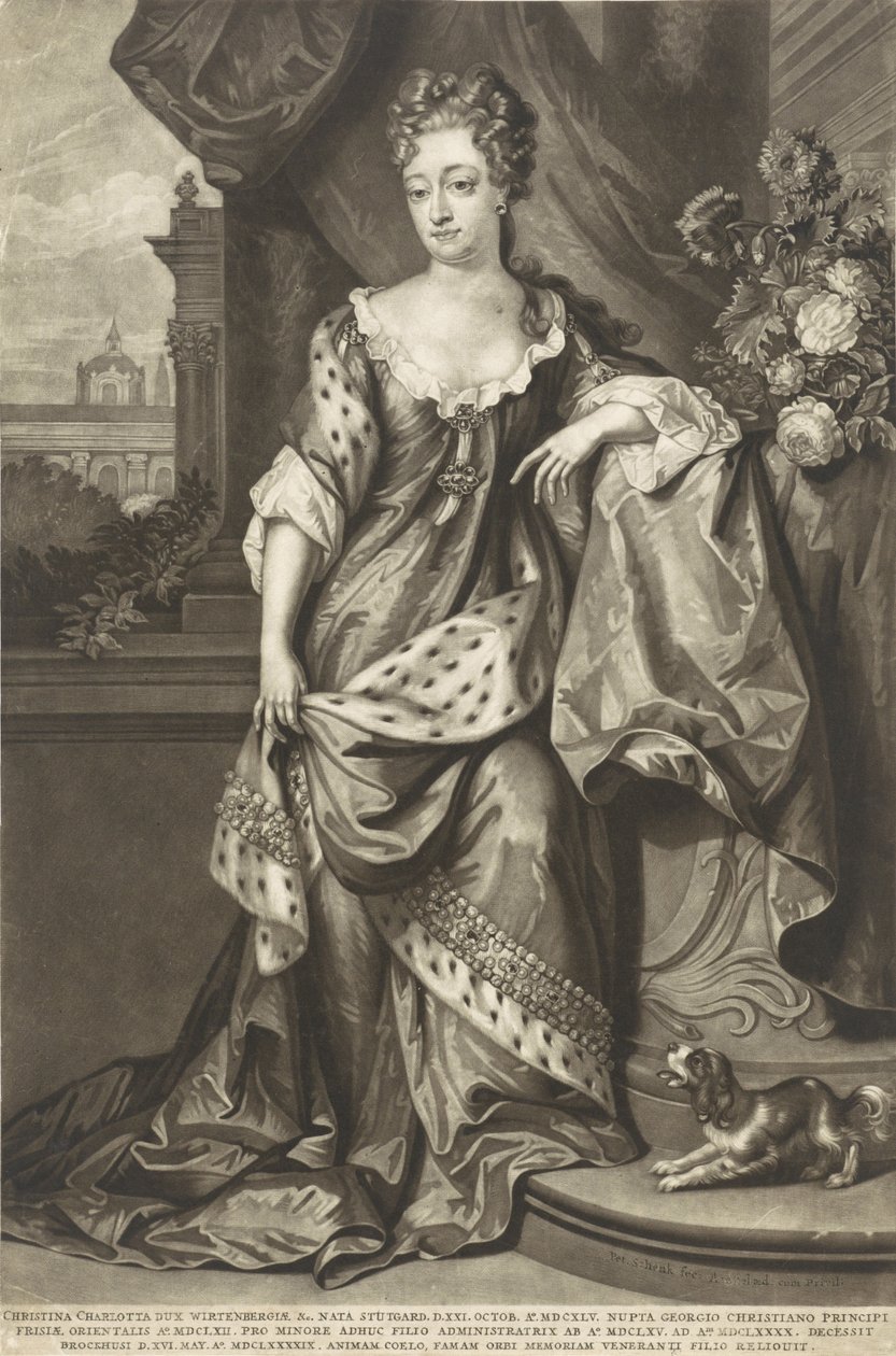Christine Charlotte av Württemberg 1645-1699, prinsesse av Øst-Frisia, ca 1699. av Peter Schenk