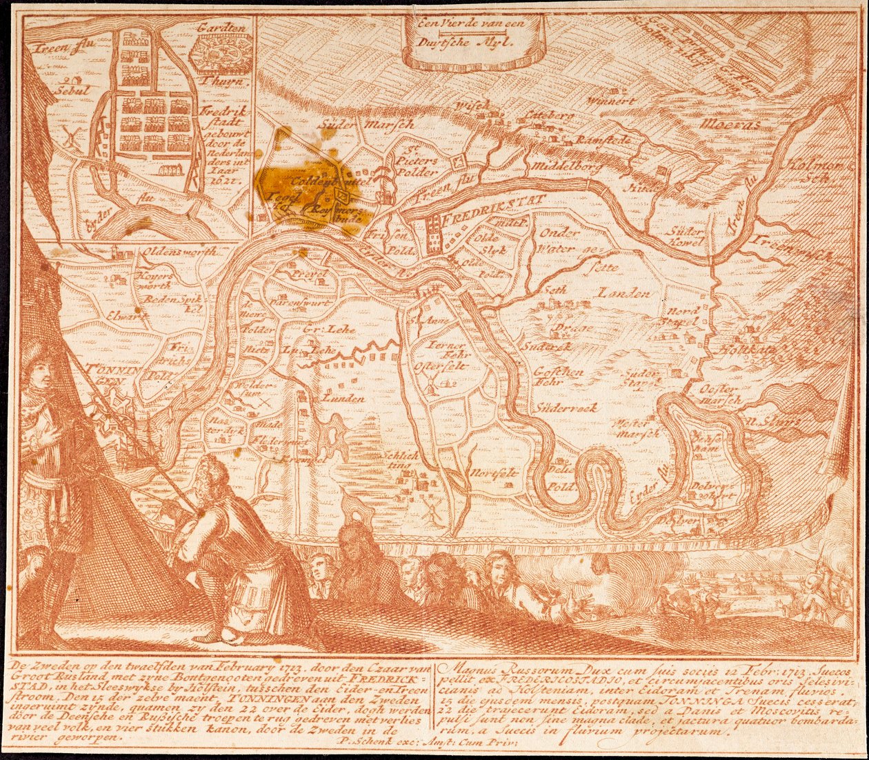 Erobringen av Friedrichstadt 12. februar 1713, 1713. av Peter Schenk