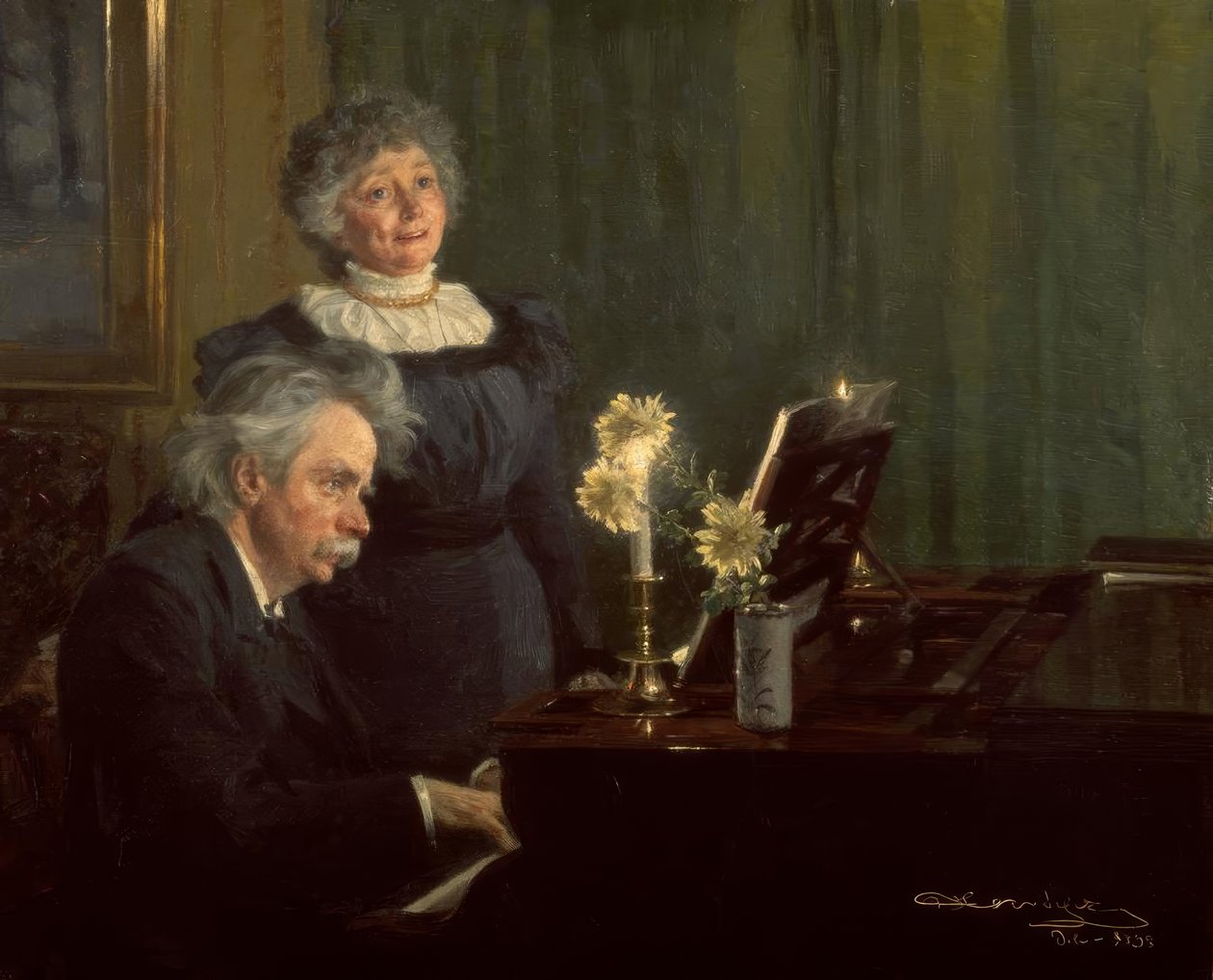 Edvard Grieg akkompagnerer sin kone på piano av Peder Severin Krøyer