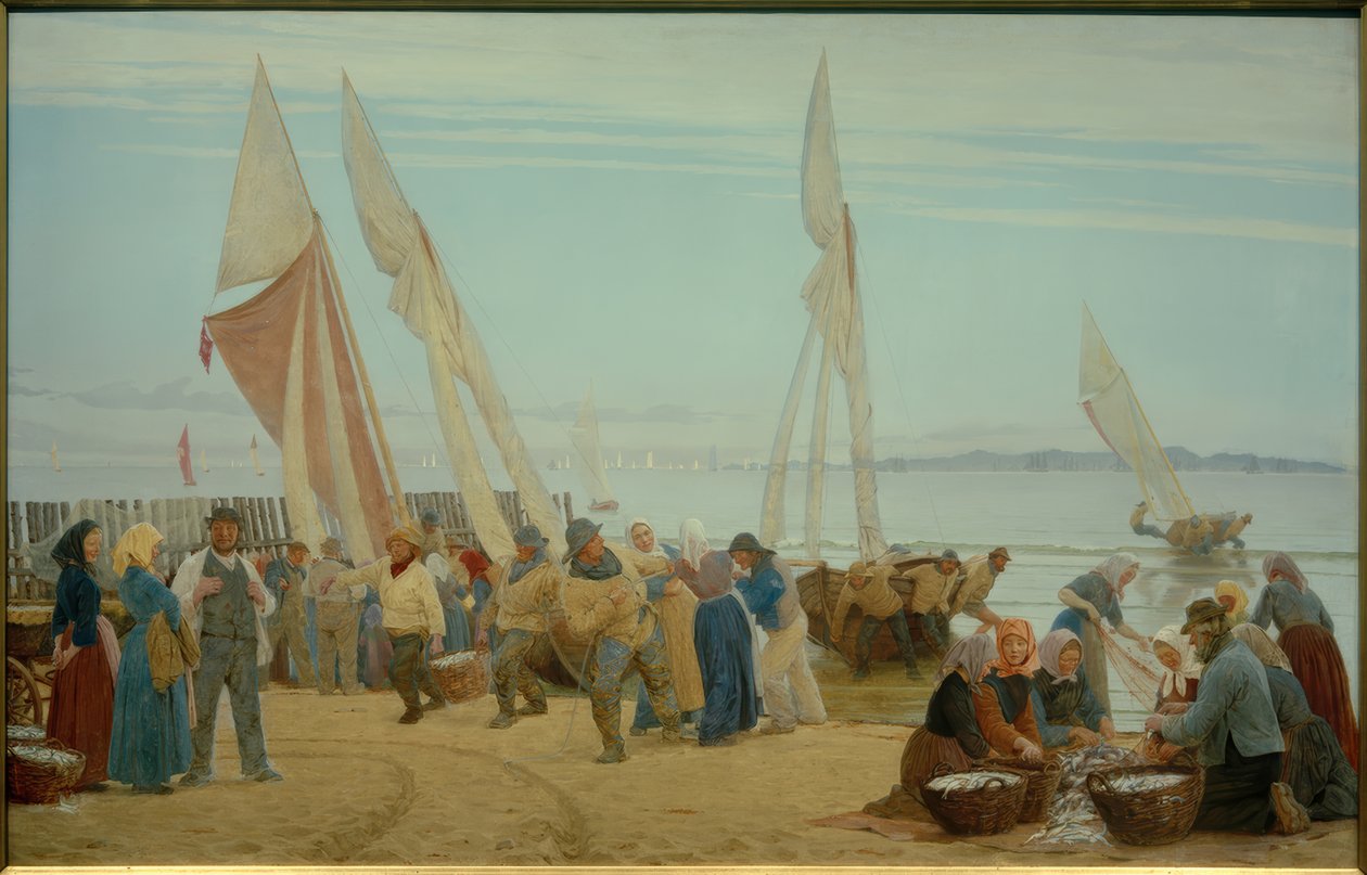 I morgen hos Hornbæk. Fiskerne kommer i land av Peder Severin Krøyer