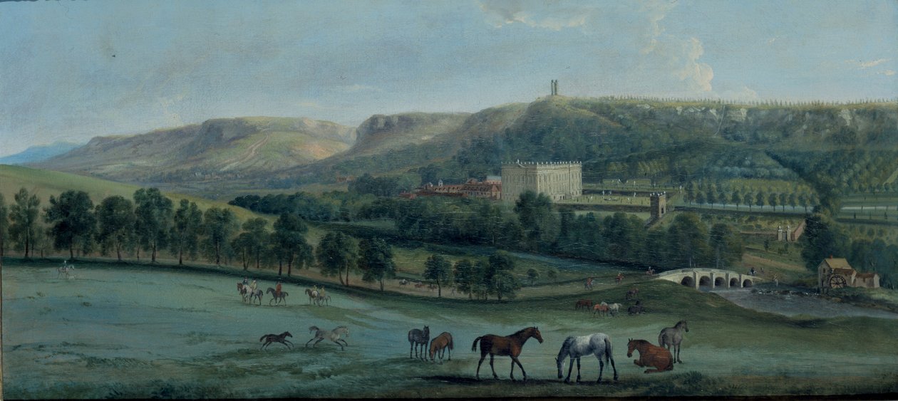 Utsikt over Chatsworth fra sør-vest (olje på lerret) av Peter Tillemans