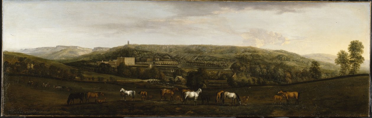 Utsikt over Chatsworth fra sør-vest (olje på lerret) av Peter Tillemans