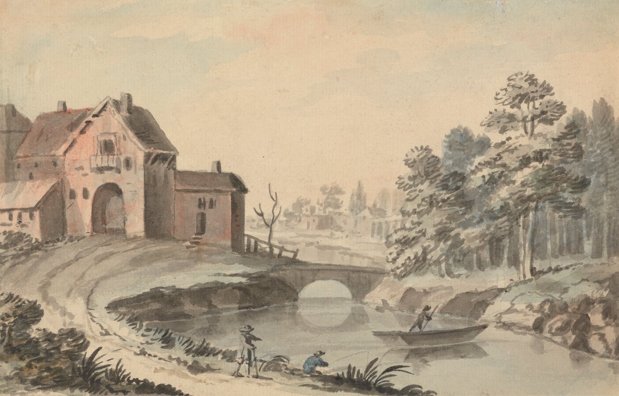 Figurer i et landskap ved en elv av Peter Tillemans