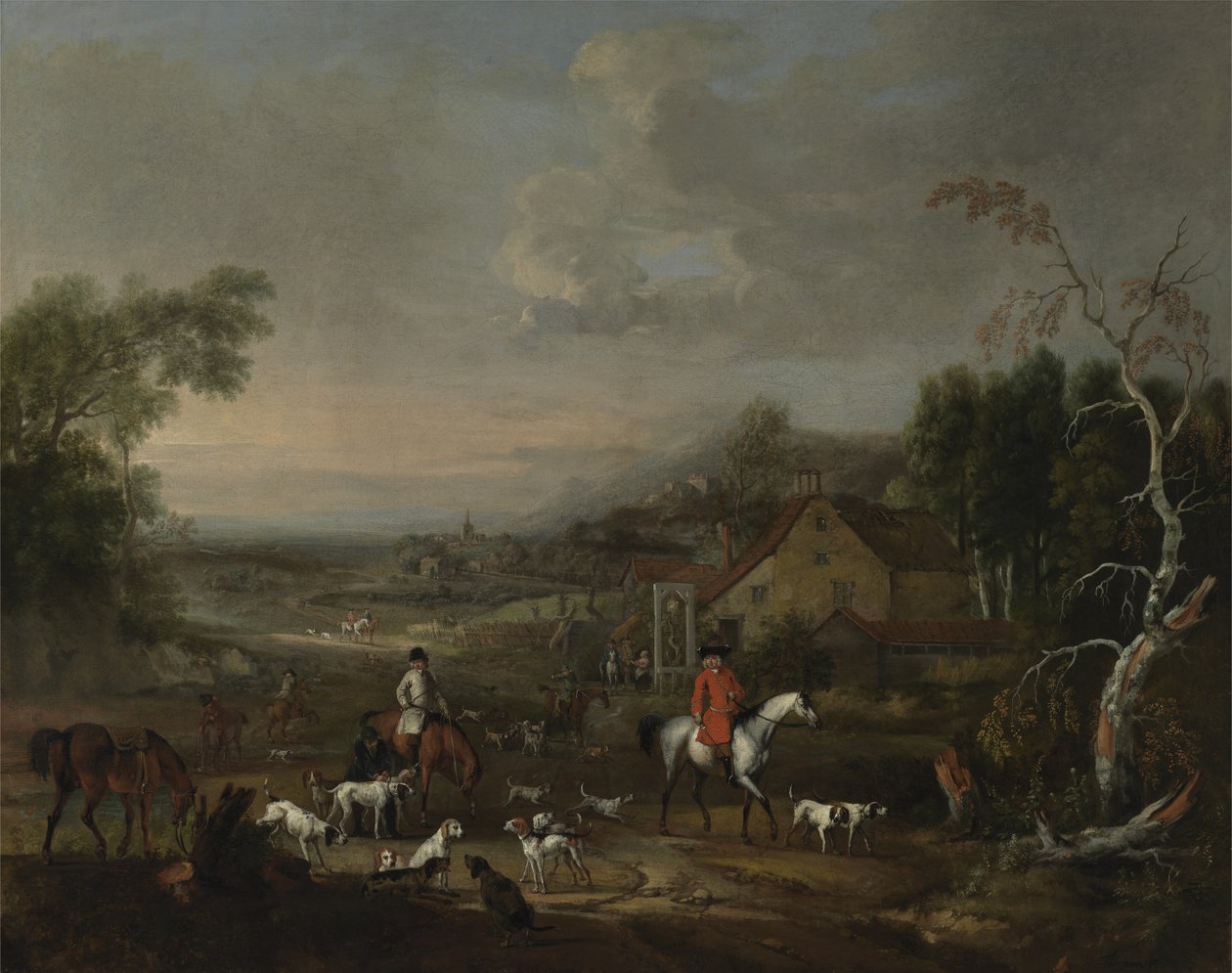 Pastor Jemmet Browne på et møte med revehunder, ca. 1730 (olje på lerret) av Peter Tillemans