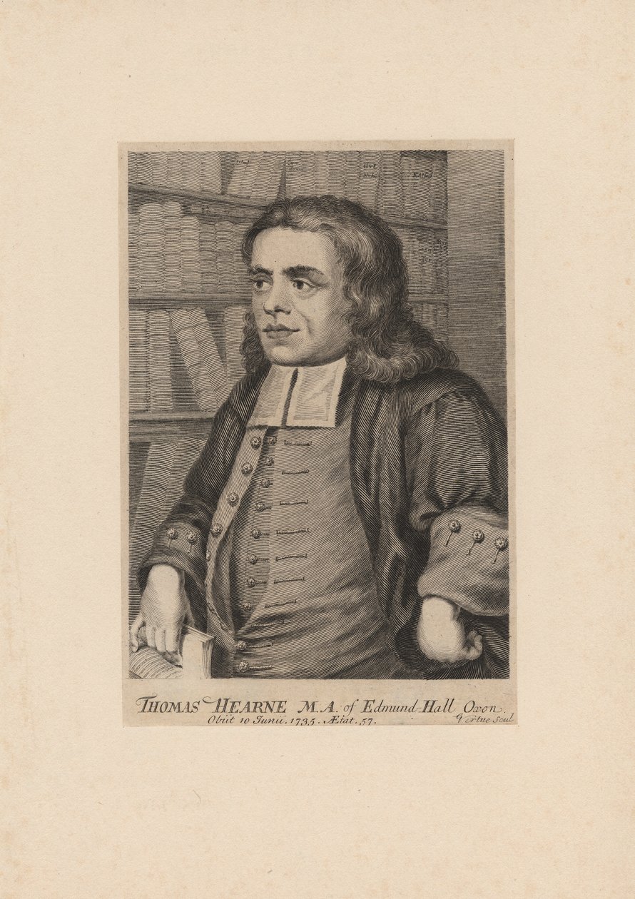 Thomas Hearne, gravert av George Vertue (1683-1756), ca. 1735 av Peter Tillemans