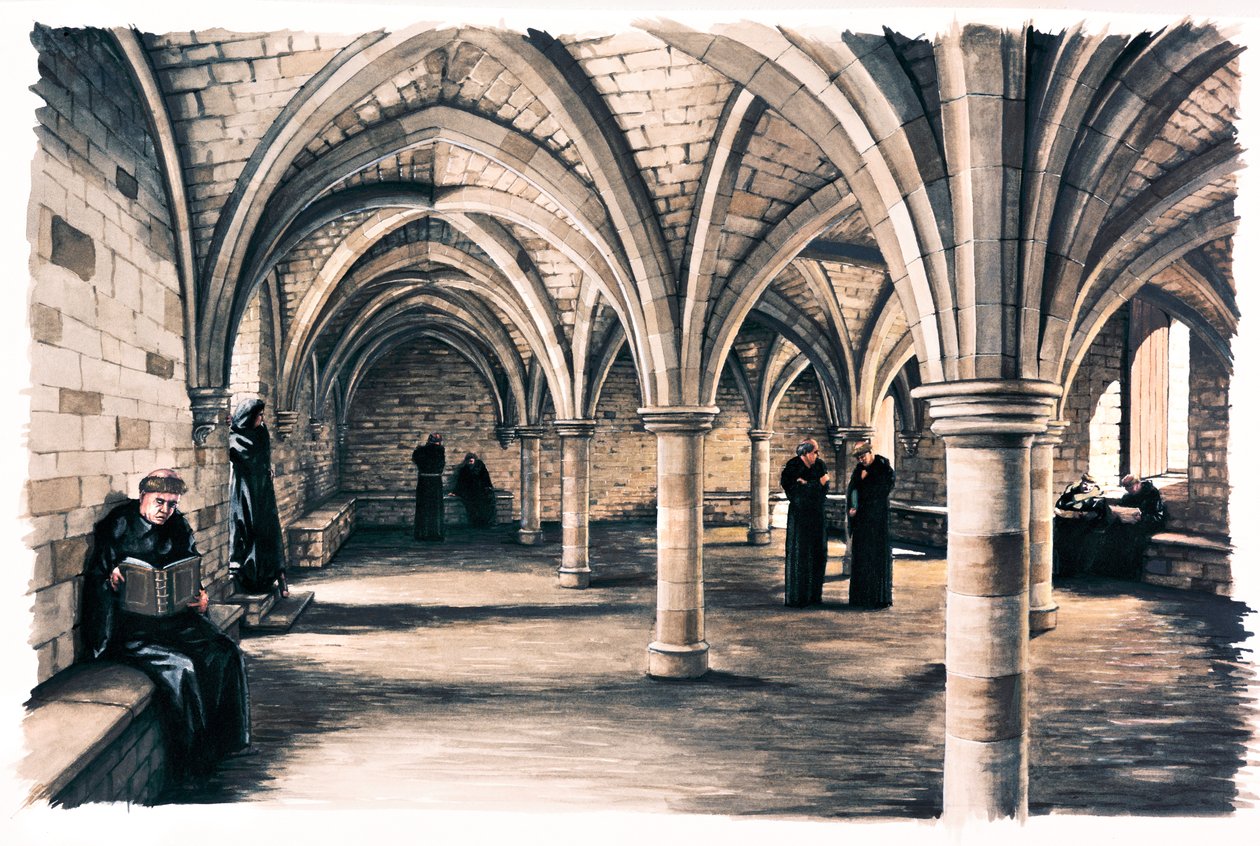 Munker i fellesrommet til Battle Abbey, East Sussex, 1100-tallet c1990-c2010 av Peter Urmston