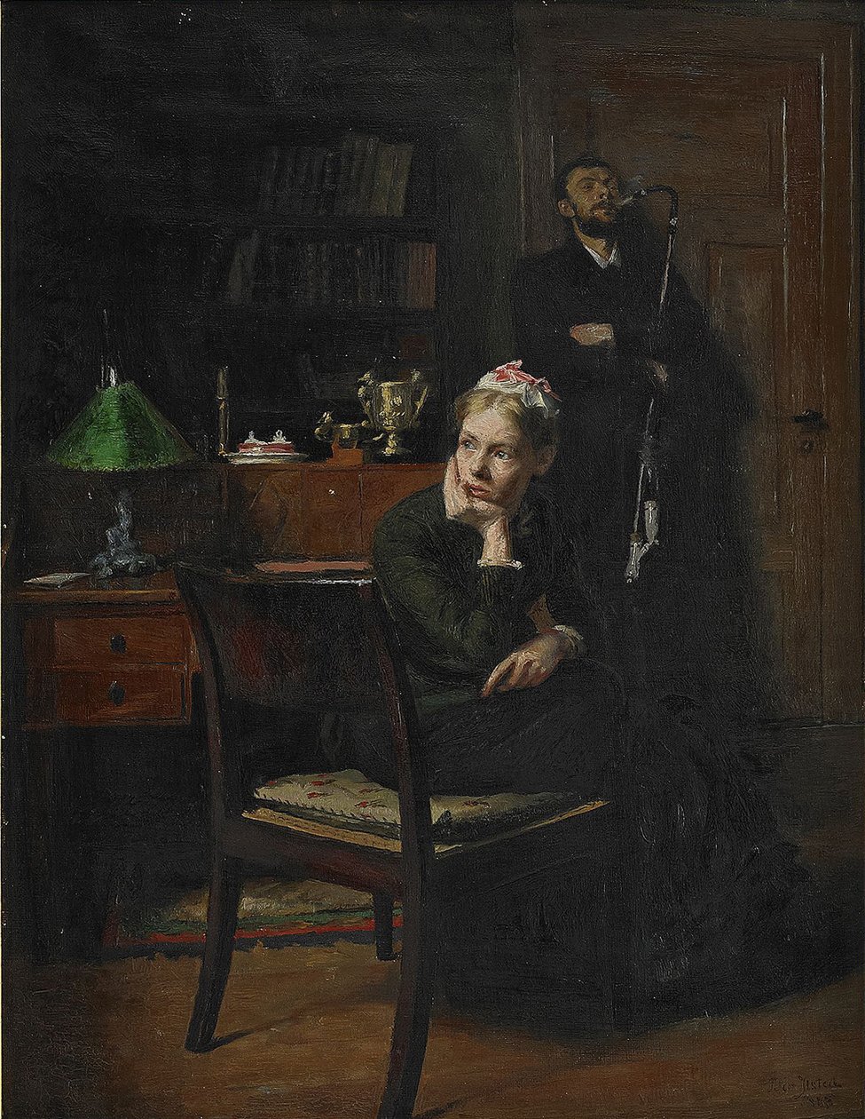 Familiescene i et interiør, 1885 av Peter Vilhelm Ilsted