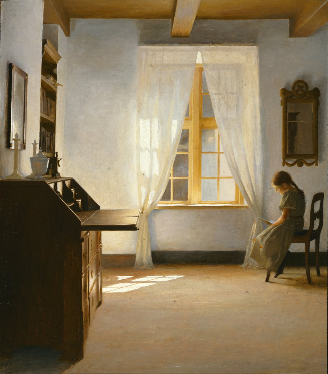 Jentelesing, 1901 av Peter Vilhelm Ilsted