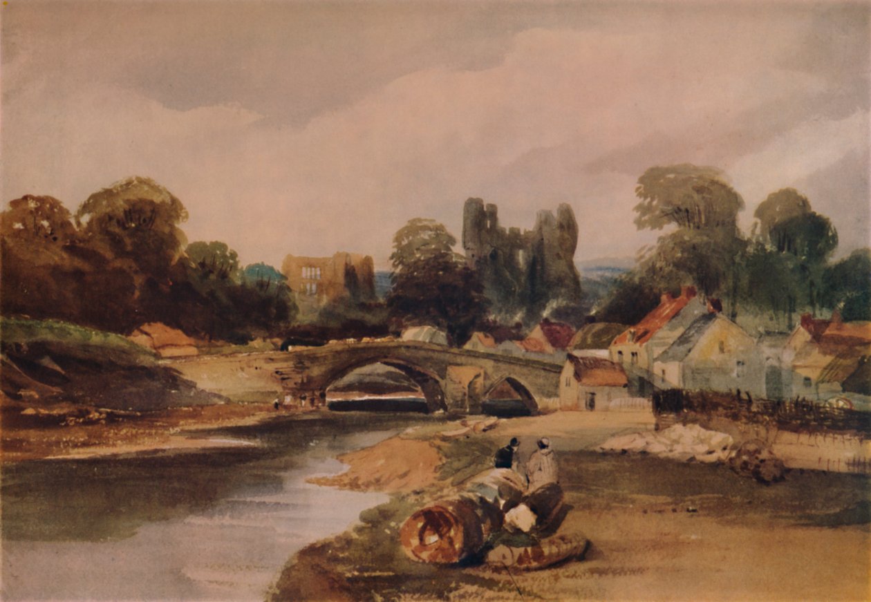 A Village on a River, c1824, 1935 av Peter de Wint