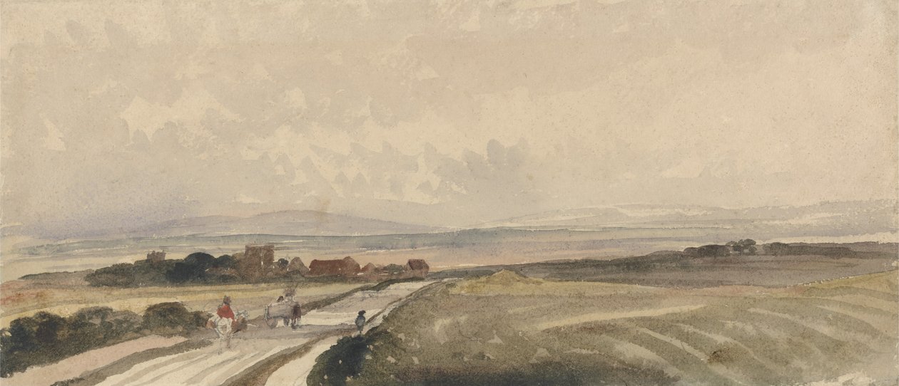 A Yorkshire Road (akvarell og grafitt på papir) av Peter de Wint