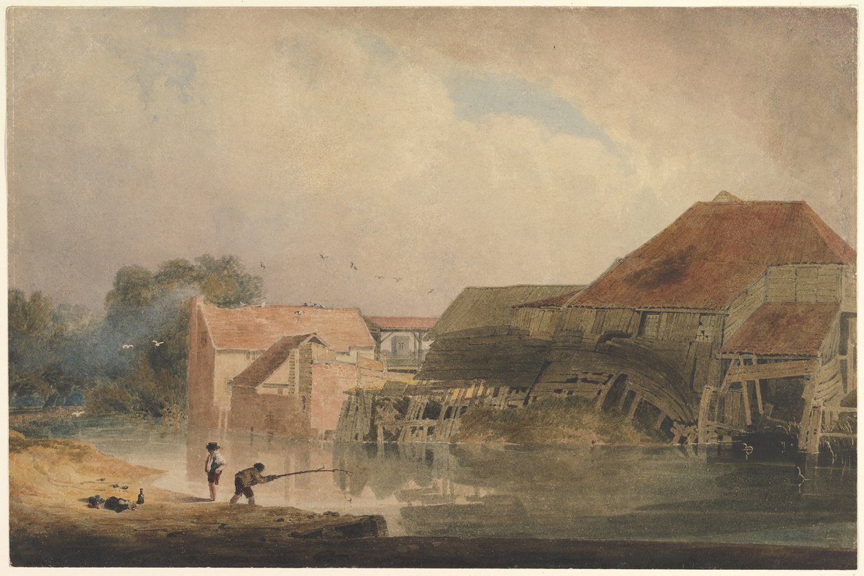 Elvescene (Gammel mølle) av Peter de Wint